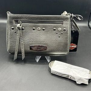 Harley Davidson Paralyzed Leather Hip Bag w/Strap PL8072L-CHAR